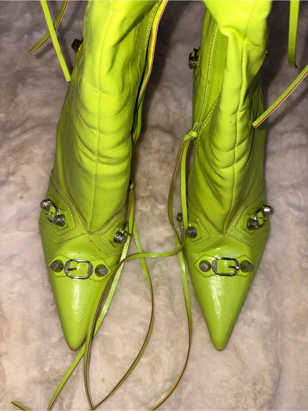 Fashion Nova Neon Lime Over-the-Knee Stiletto Boots